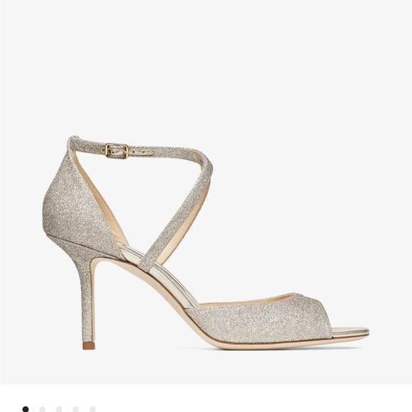 Jimmy Choo's Emsy 85 Platinum Ice Dusty Glitter Sandals - worn once. - Picture 5 of 5